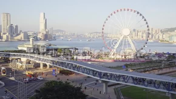 香港2018年7月城市的鸟瞰图公园和道路时间流逝视频的预览图