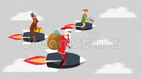 圣诞老人和他的团队在火箭上视频的预览图