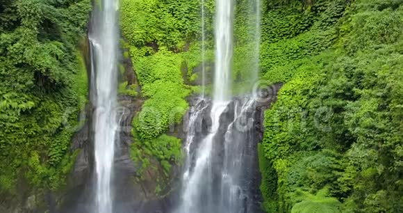 印度尼西亚巴厘岛的Sekumpul瀑布空中射击视频的预览图