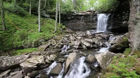 山溪中瀑布景观视频的预览图