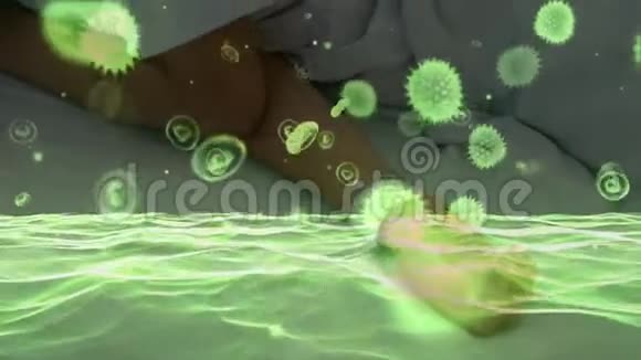 以男孩为背景的绿色电晕病毒动画视频的预览图