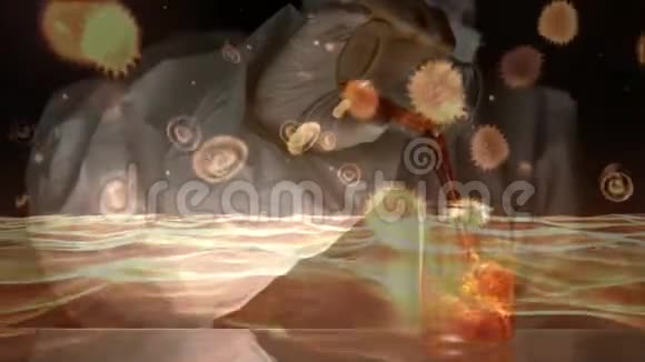 黄冠病毒与科学家背景动画视频的预览图