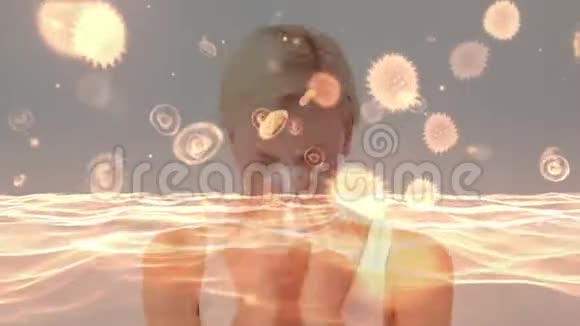 黄色电晕病毒与患病妇女的背景动画视频的预览图
