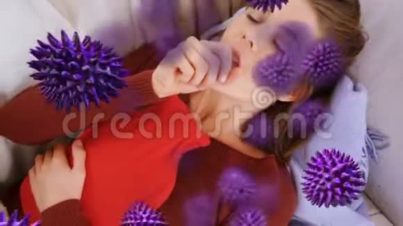 紫色冠状病毒与病人的背景动画视频的预览图