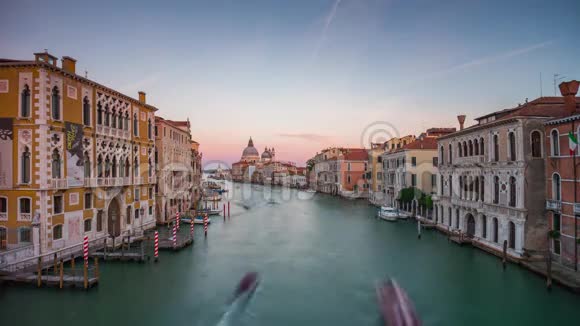 威尼斯大运河圣玛丽亚大拉致敬全景4k时间流逝意大利视频的预览图