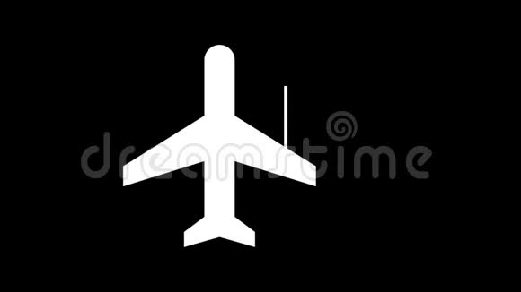 飞机形状在黑色背景上白色条纹上方飞行的抽象动画动画白色和黑色视频的预览图