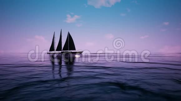 日出与帆船视频的预览图