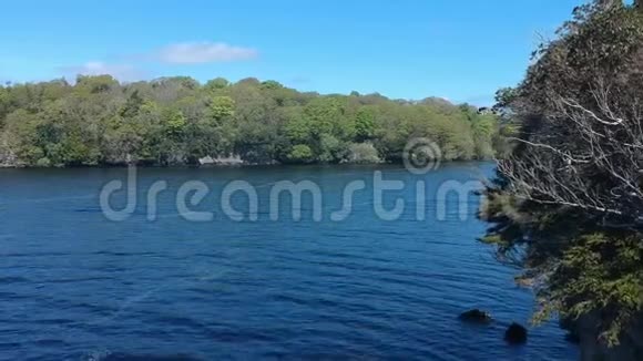 爱尔兰基拉尼国家公园惊人的蓝色湖泊惊人的空中飞行镜头视频的预览图