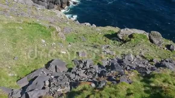 沿着爱尔兰丁格尔半岛的阿特兰蒂奇海岸飞行无人驾驶飞机的鸟瞰图视频的预览图