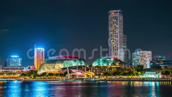 时光流逝在新加坡的夜晚海湾上的剧院2017年8月视频的预览图