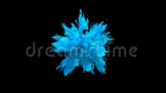 浅蓝色的爆发色的烟雾爆炸液体粒子阿尔法哑光视频的预览图