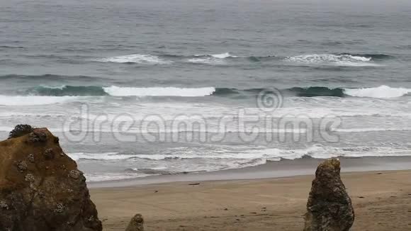 加州大型岩石沙滩海浪视频的预览图