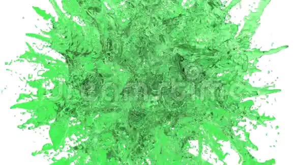 甜的绿色美味的液体砰在空气中缓慢的运动阿尔法通道用于它的卢马哑光糖液在空中飞行视频的预览图