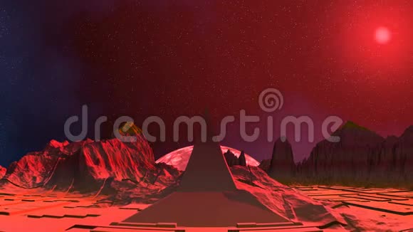 金字塔粉红色的月亮和不明飞行物视频的预览图