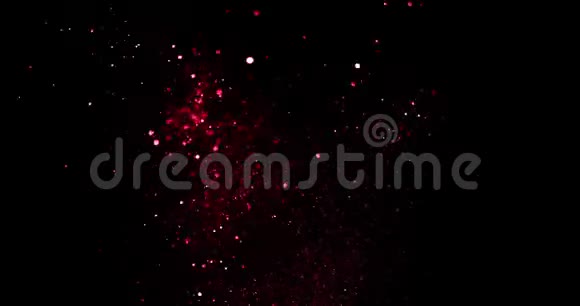 圣诞节红色渐变闪光爆炸尘埃粒子黑色背景与波克流动运动假日视频的预览图