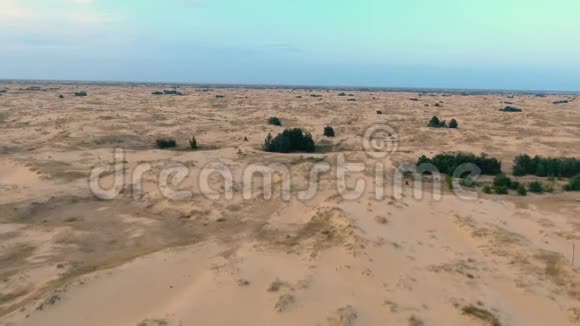 在风景如画的沙漠沙丘上倒飞视频的预览图