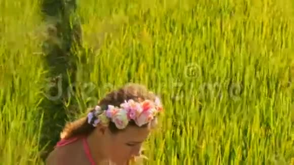 绿草丛中的特写女郎视频的预览图