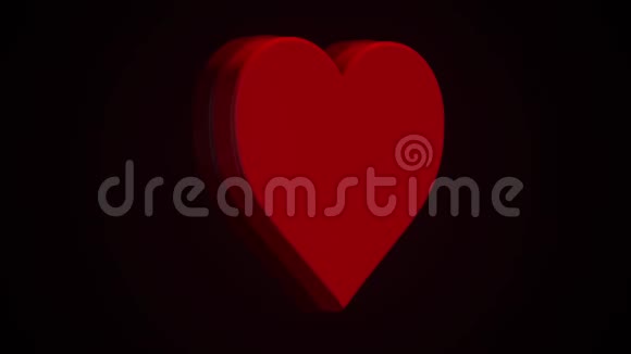 黑色背景上旋转的红心动画爱的概念视频的预览图