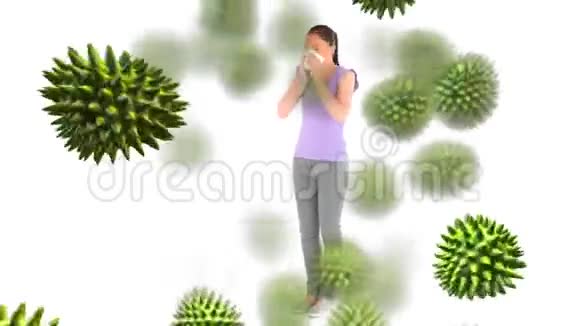 绿色病毒和生病的女人视频的预览图