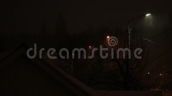 街灯车路过雪夜视频的预览图