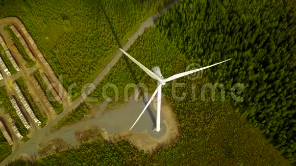 从高处到森林的风力涡轮机视频的预览图