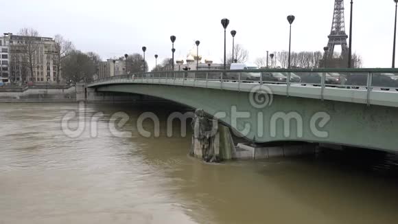 塞纳河上阿尔玛桥的祖维雕像视频的预览图