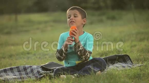 坐在公园里唱歌的男孩视频的预览图