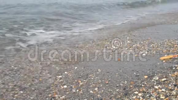 海滩和波浪与泡沫视频的预览图