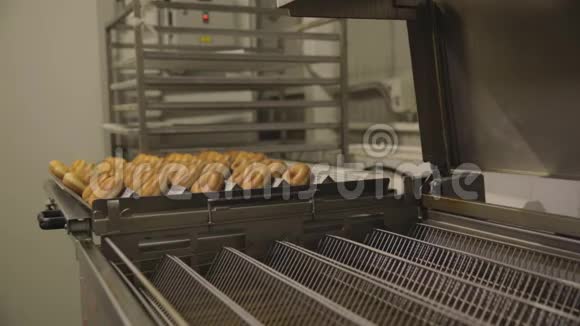 工业生产甜甜圈场景面包店业糖果厂饼干和百吉饼或甜甜圈做得很多视频的预览图
