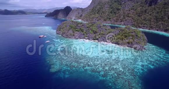 马尔瓦威礁和珊瑚花园在冠状巴拉望菲律宾美丽的自然有珊瑚礁和海洋的背景Sightse视频的预览图
