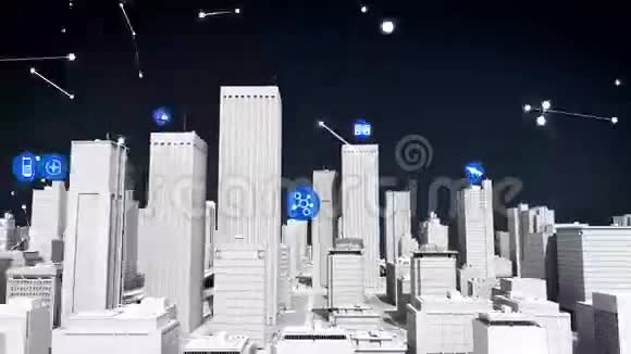 智能城市的东西传感器图标连接网格类型互联网白色建筑视频的预览图