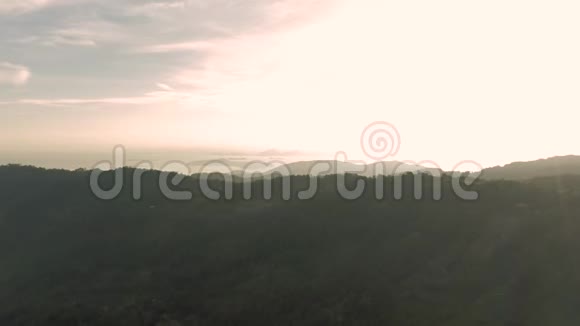 夕阳西下亚洲4K无人机在泰国森林上空飞行视频的预览图