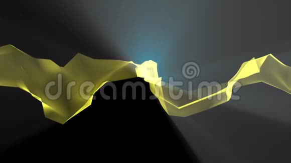 数字多边形软丝带柔和的光线黄色的抽象背景新的动态技术艺术视频的预览图