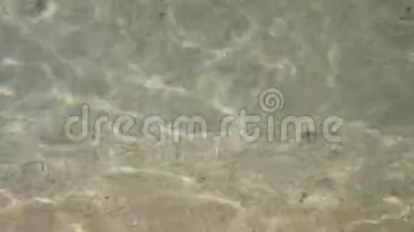 4K抽象的水背景大海中的小波浪水是晶莹剔透的可以看穿白沙简单的夏日海滩视频的预览图