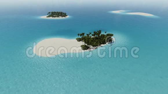 白色沙滩热带岛屿无人机空中飞行视频的预览图