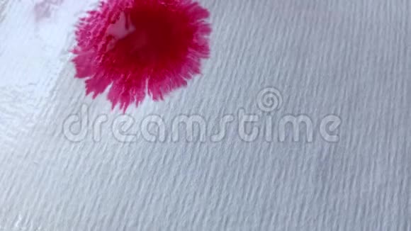 美丽的水彩颜料滴在白纸上颜料滴出血视频的预览图