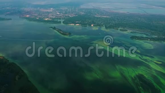工业区附近受绿藻污染的河流视频的预览图