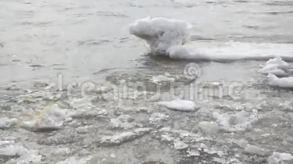 河上大大小小的浮冰视频的预览图
