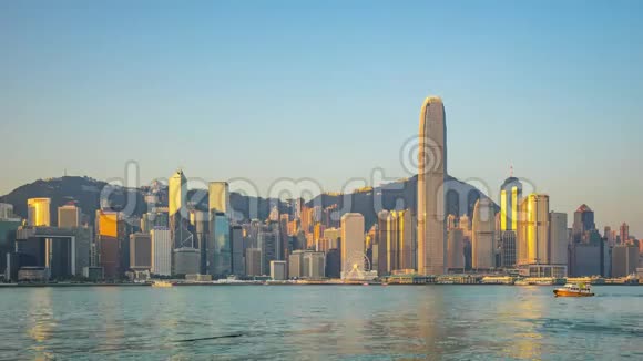 香港城市天际线晨间延时录像视频的预览图