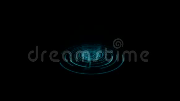 带垂直光射线的地蓝上的TronHologram门涡旋视频的预览图