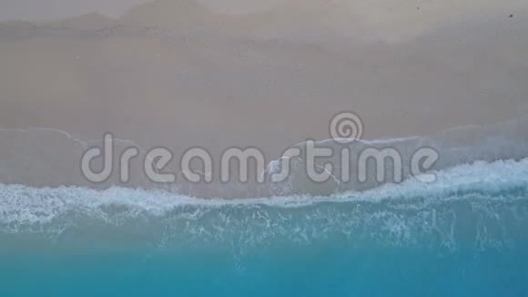 热带鸟瞰沙滩和蔚蓝的海水视频的预览图