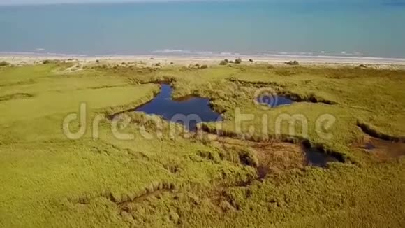罗马尼亚多瑙河三角洲湿地生境鸟瞰图视频的预览图