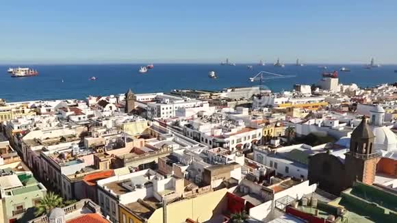 西班牙加那利群岛加那利岛拉斯帕尔马斯德加那利城全景视频的预览图