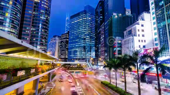 繁忙的城市之夜时光中心香港视频的预览图