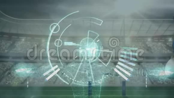 慢动作橄榄球运动员数据处理动画视频的预览图