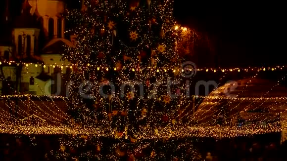 夜晚圣诞树的灯光视频的预览图