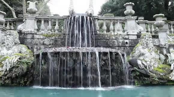 蓝特别墅花园的巨人喷泉视频的预览图