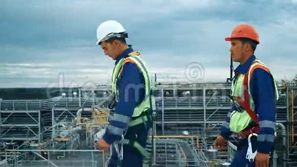 工业工程师穿过屋顶的顶部边缘视频的预览图