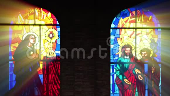 教堂彩色窗户变焦4k视频的预览图
