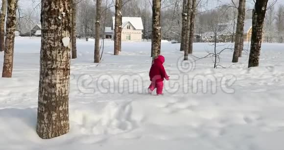 冬天小孩子在公园里散步视频的预览图